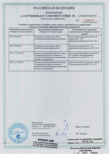 Сертификат соответствия Steico (Приложение)